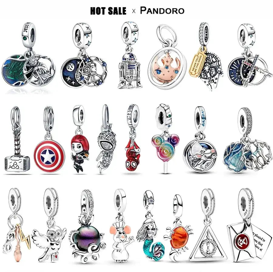 Original 925 Silver Beaded Charm Pendant Pandora Bracelet