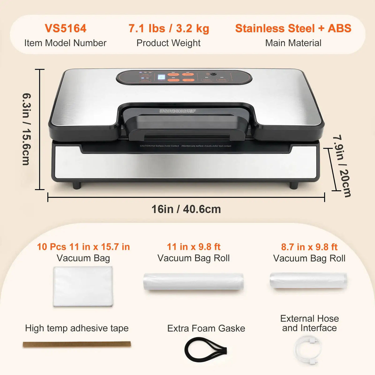 SucceBuy Vacuum Sealer Food Packaging Machine with Free Vacuum bags — product view 7