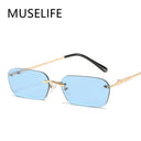 Unisex Rimless Rectangle Sunglasses with UV400 Protection