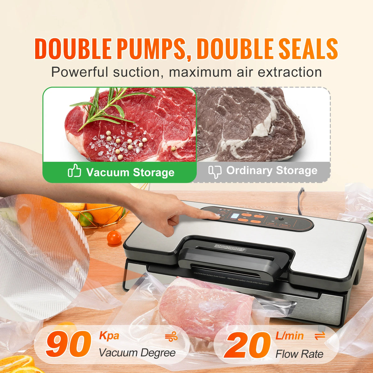 SucceBuy Vacuum Sealer Food Packaging Machine with Free Vacuum — product view 2