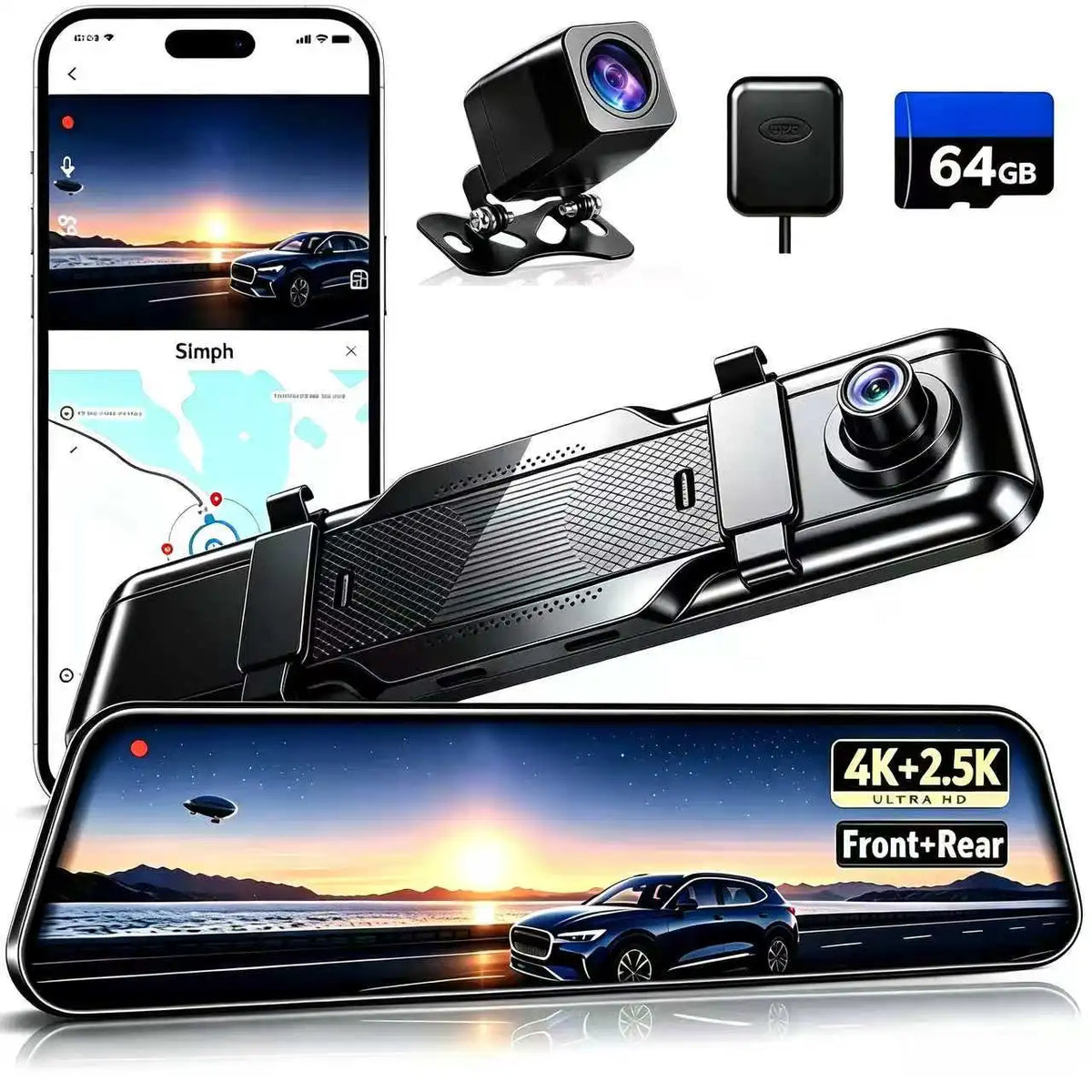 PRO Mirror Dash Cam with ADAS and BSD and LCA — product view 1