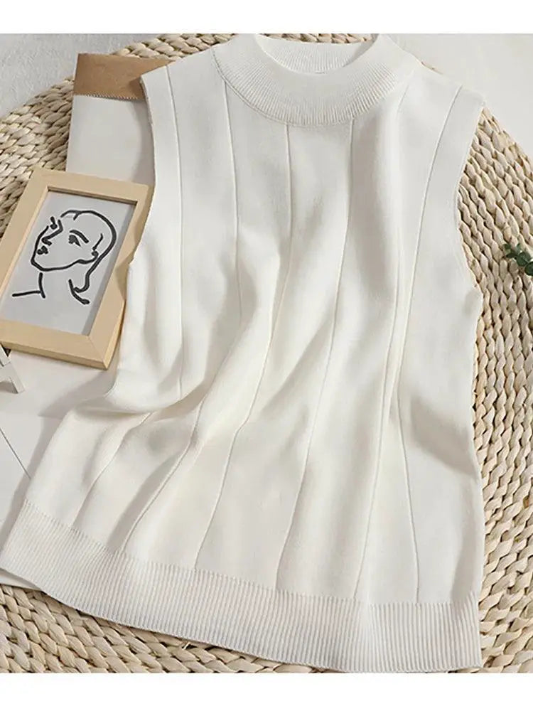 Heilar Green Knit Tank Tops Versatile Chic Summer Style