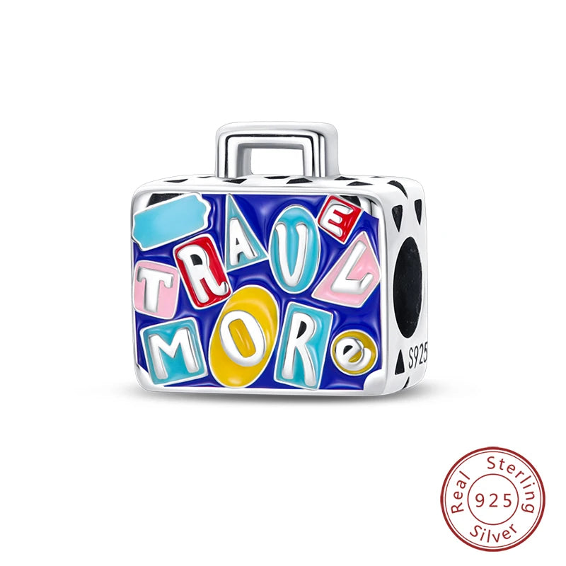 Sterling Silver Colorful Travel Luggage