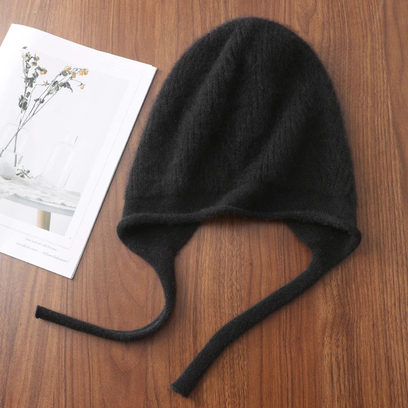 Wool Laceup Earflap Knit Hat