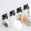 Black Aluminum Wall Hooks Set for Modern Bathroom Organizer