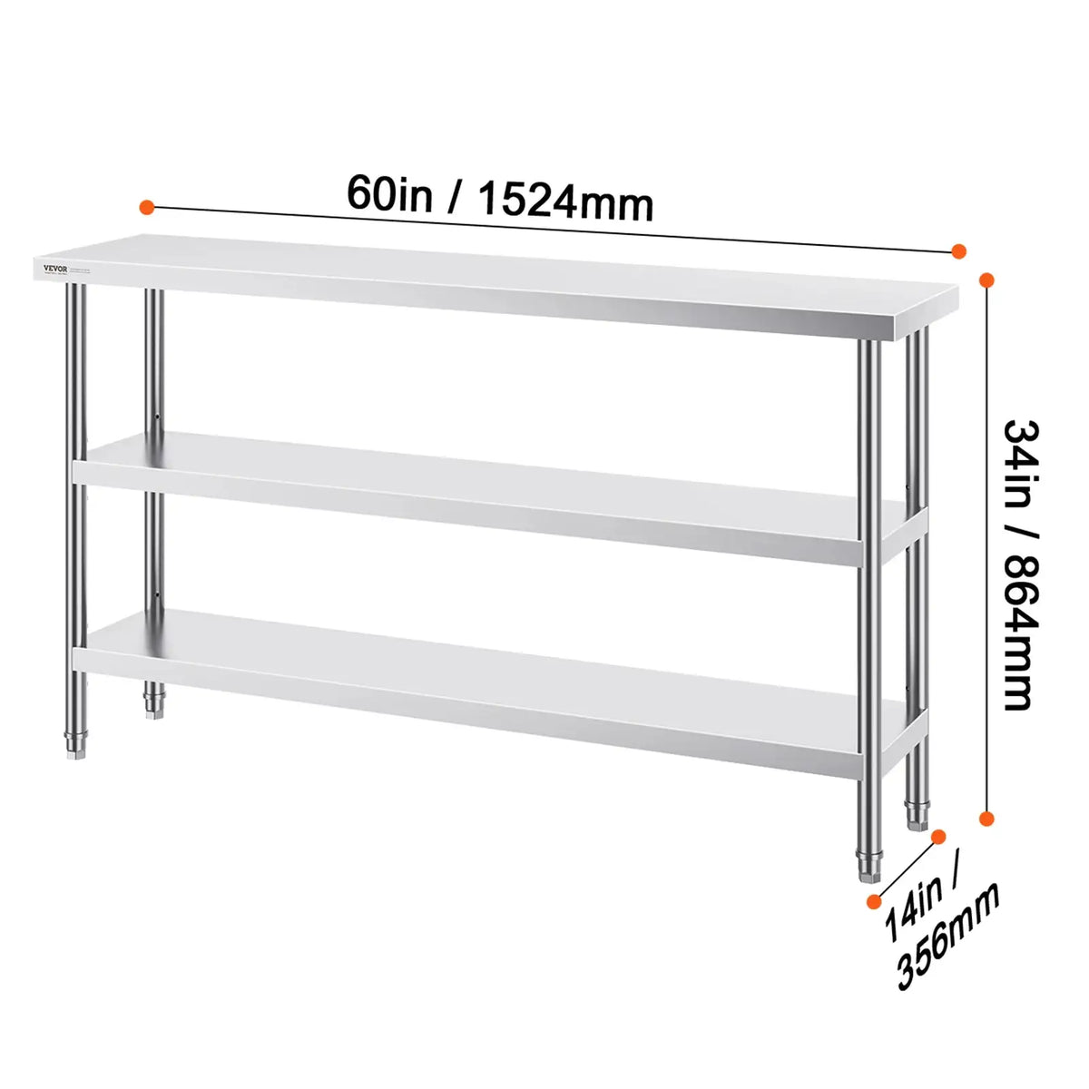 SucceBuy Stainless Steel Food Prep Table Commercial Kitchen — product view 8