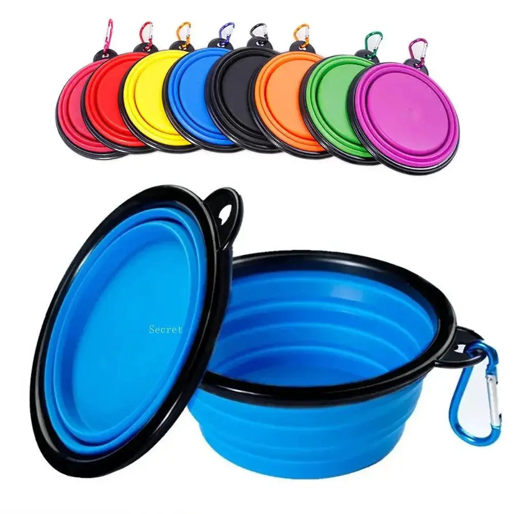 Silicone Collapsible Pet Bowl With Carabiner For Travel