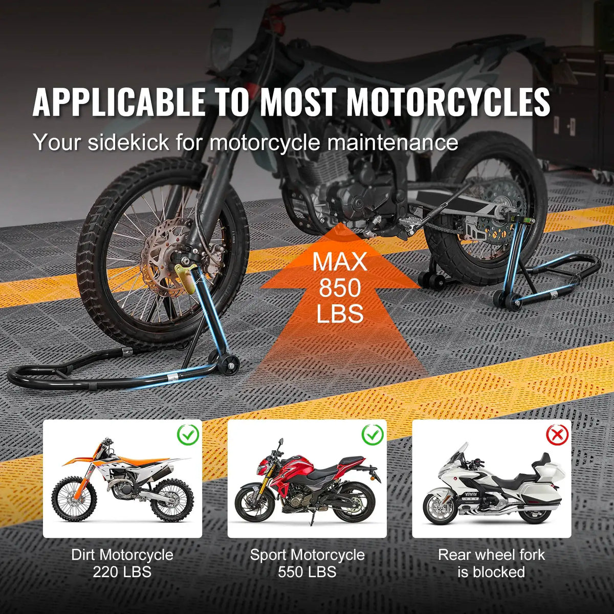Heavy-Duty Motorcycle Fork & Wheel Stand Set — product image 2
