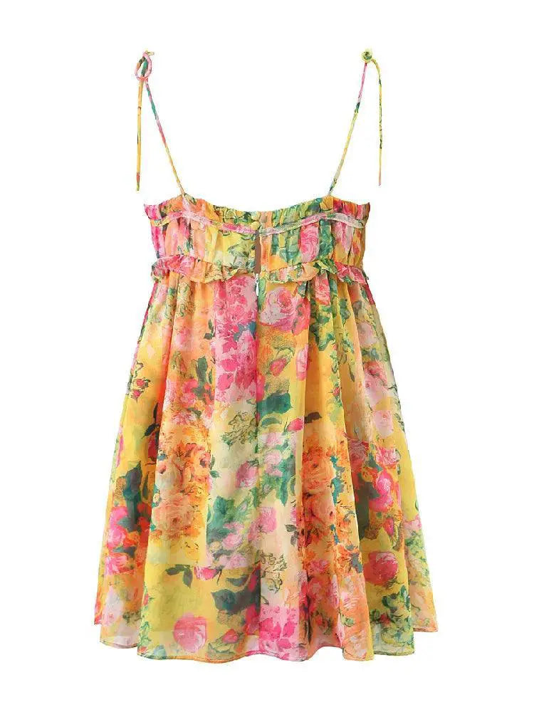 Boho Floral Mini Dress Bohemian Holiday Essential Fashion