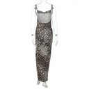 Backless Leopard Maxi Dress for Prom