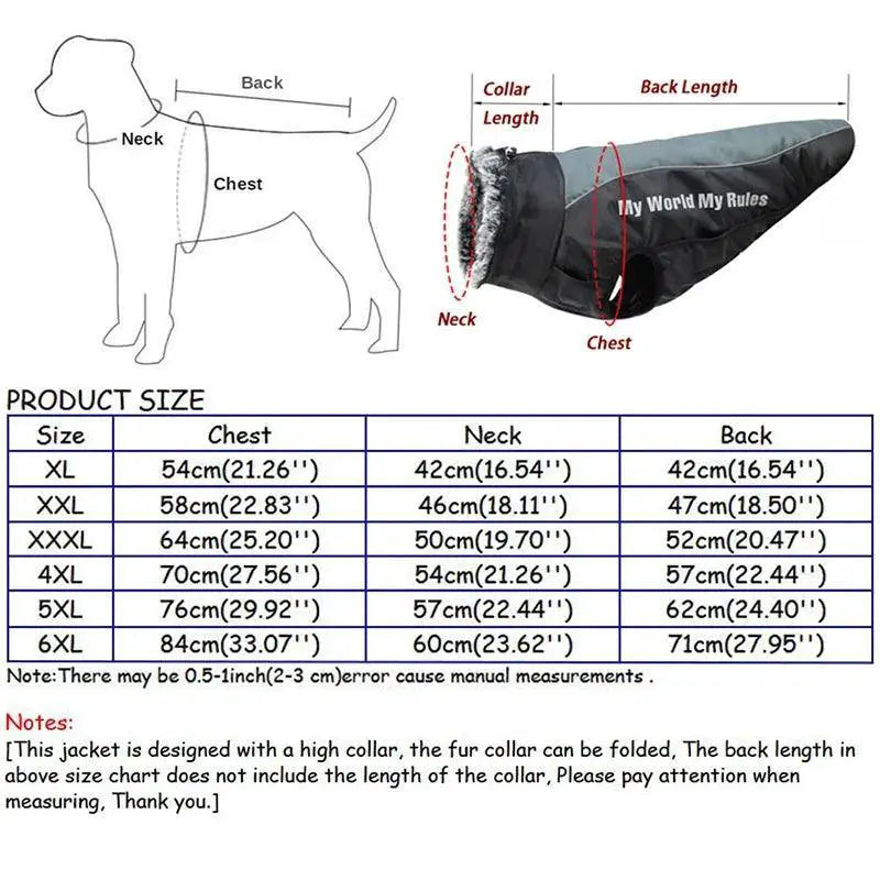 Winter Dog Coat With Harness And Furry Collar For Big Breeds