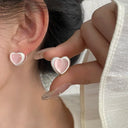 New 925 Sterling Silver Heart Hoop Earrings Women Minimalist Gift