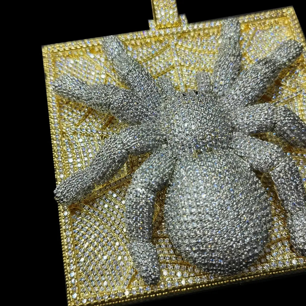 Shiny Sparkling Ice Out CZ Spider Design Charm Gold Plated — product view 4