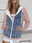 Plus Size Zipper Hooded Sweatshirt