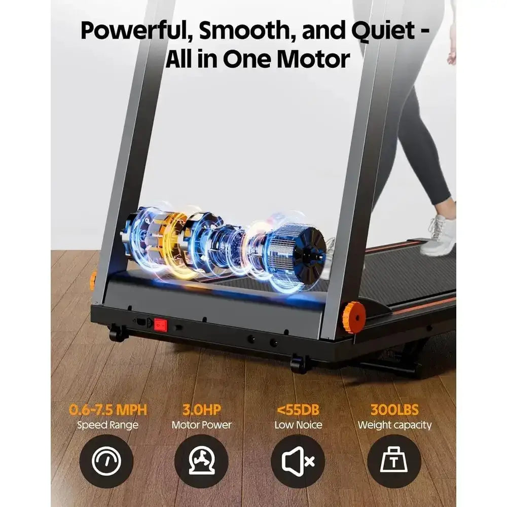 300lb Capacity 5% Incline Walking Pad Treadmill with Quiet 3.0 HP Motor and Dual Cushion System