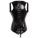 Black PVC Underbust Corset Wetlook Bustier Steampunk