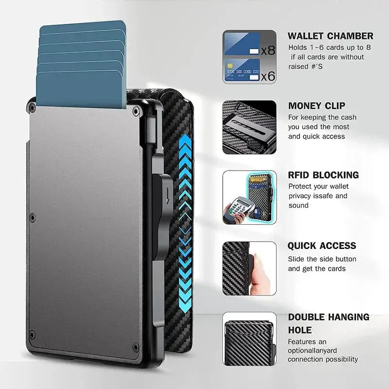 RFID Carbon Fiber Pattern ID Folder Slim Wallet For Men