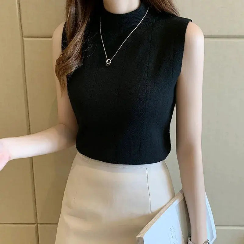 Heilar Green Knit Tank Tops Versatile Chic Summer Style