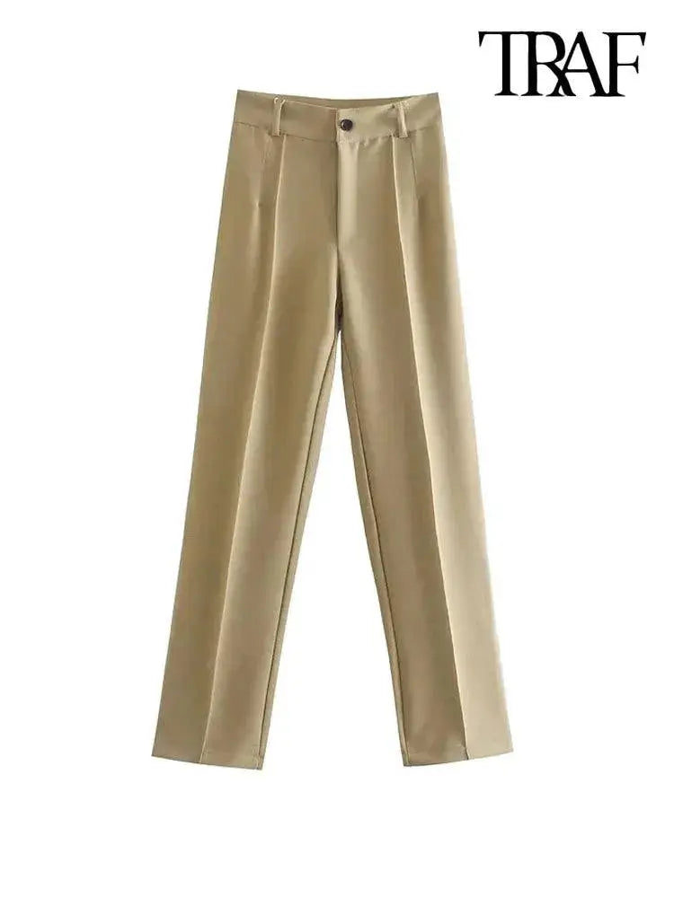 Vintage Chic High Waist Pants For Modern Office Style
