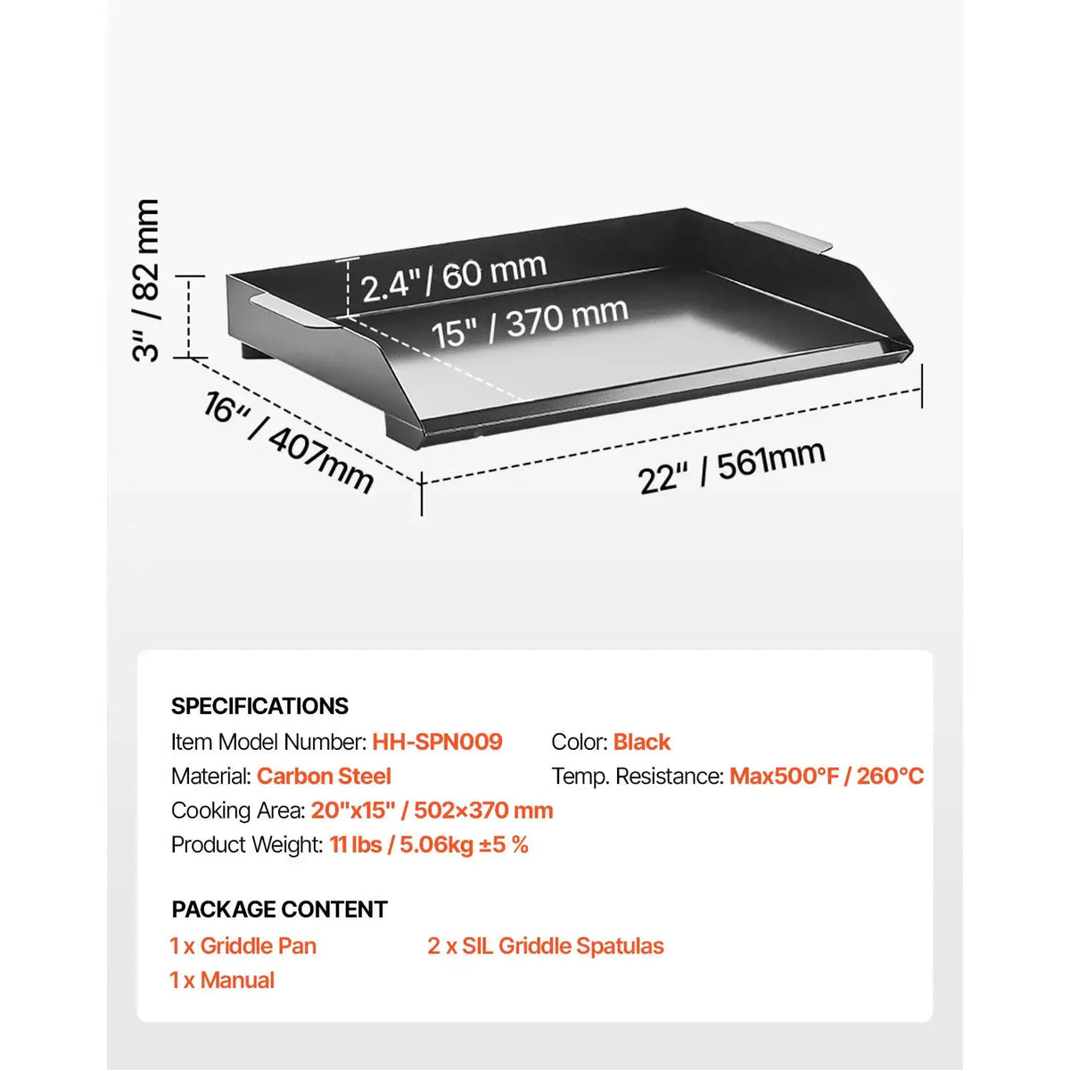 SucceBuy Carbon Steel Griddle Universal Flat Top Rectangular — product view 7