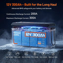 Humsienk 12V 300Ah LiFePO4 Battery 200A BMS
