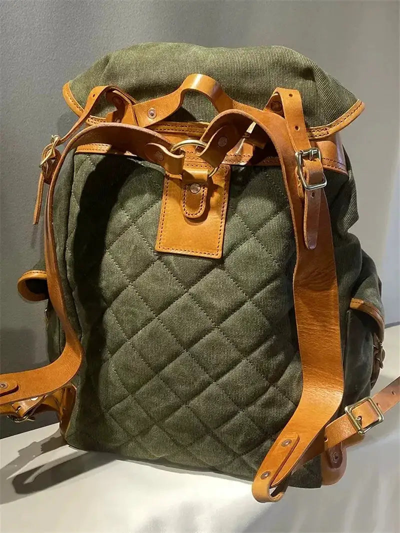 PNDME Vintage First Layer Cowhide Canvas Large-capacity Men's Backpacks Outdoor Casual Travel Designer Women's Big Schoolbag