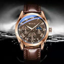 Men's Leather Chronograph Sports Watch Stylish Waterproof Kit