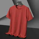 Waffle Round Neck Short Sleeve T Shirt For Men