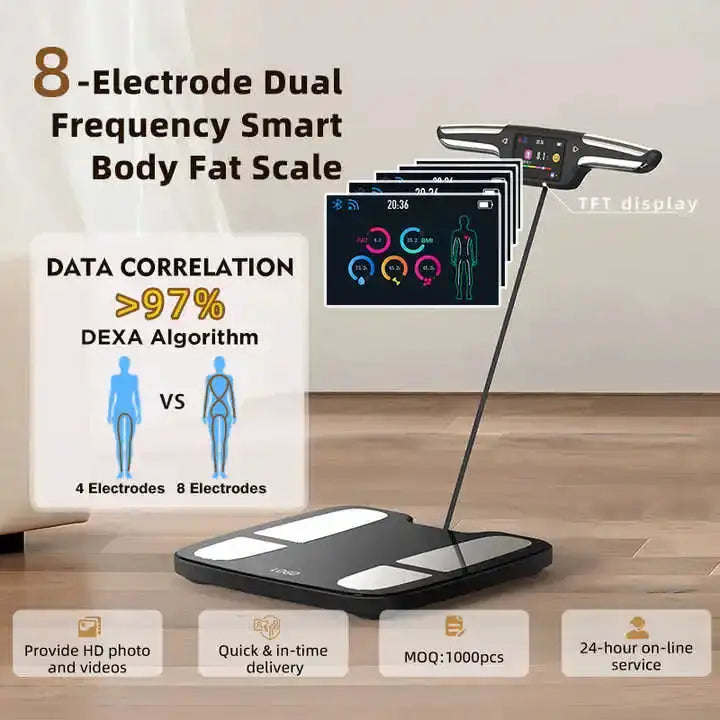 8 Electrodes Digital Smart WIFI Scale for Body Weight Fat Accurate BMI Muscle Mass 28 Body Composition Health Analyzer with App