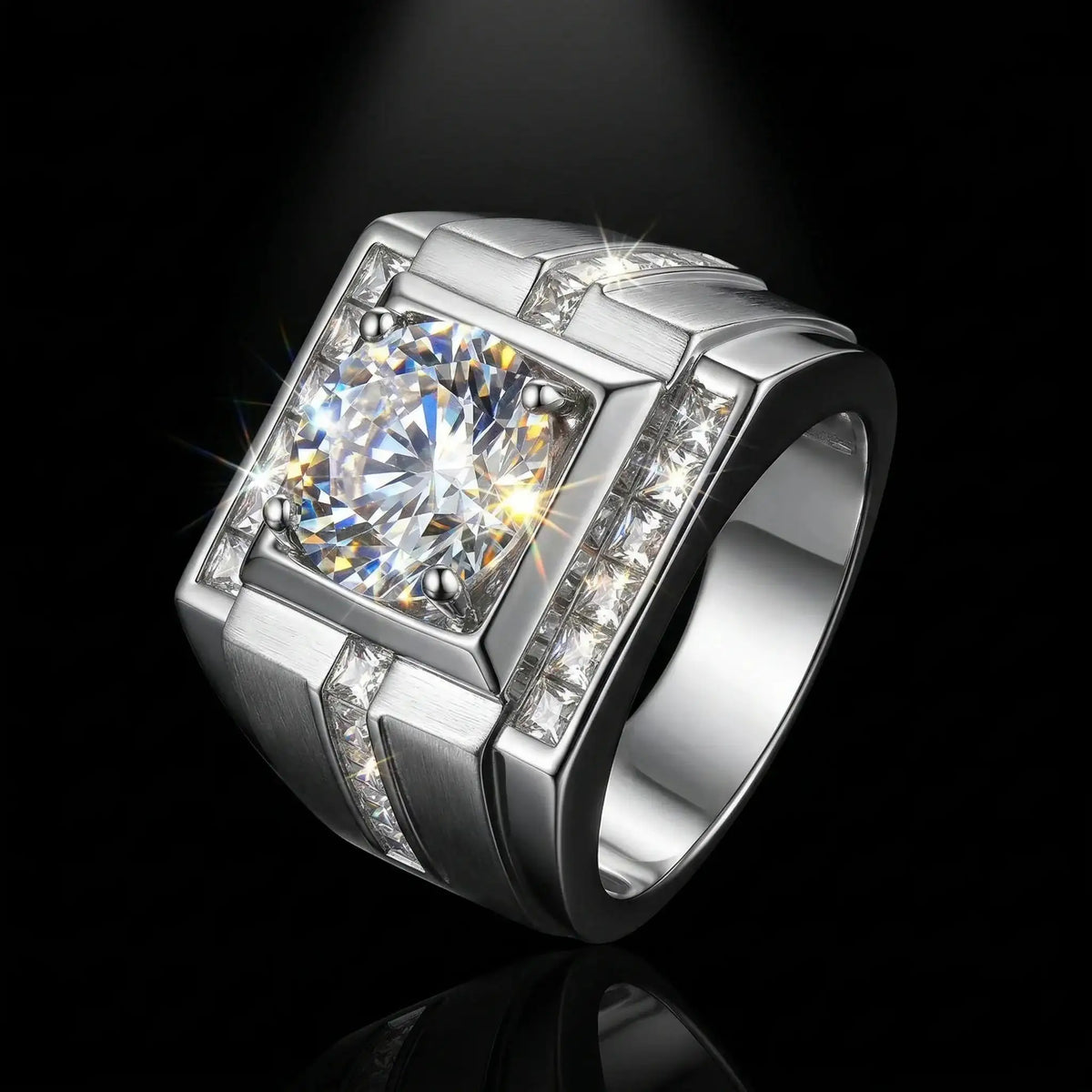 Round Square Moissanite Ring in Sterling Silver Carat — product view 1