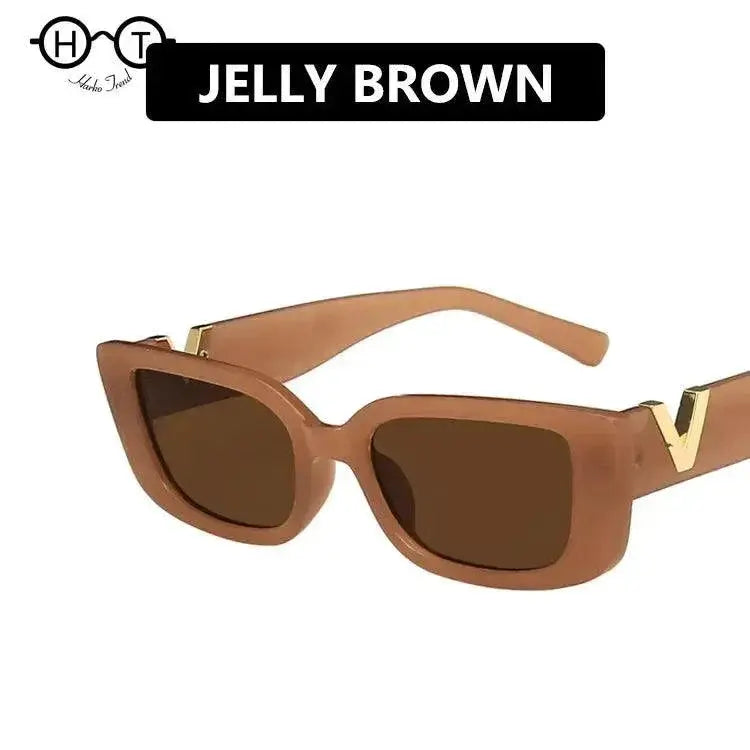 Vintage Retro Rectangle Sunglasses For Women Black Frame