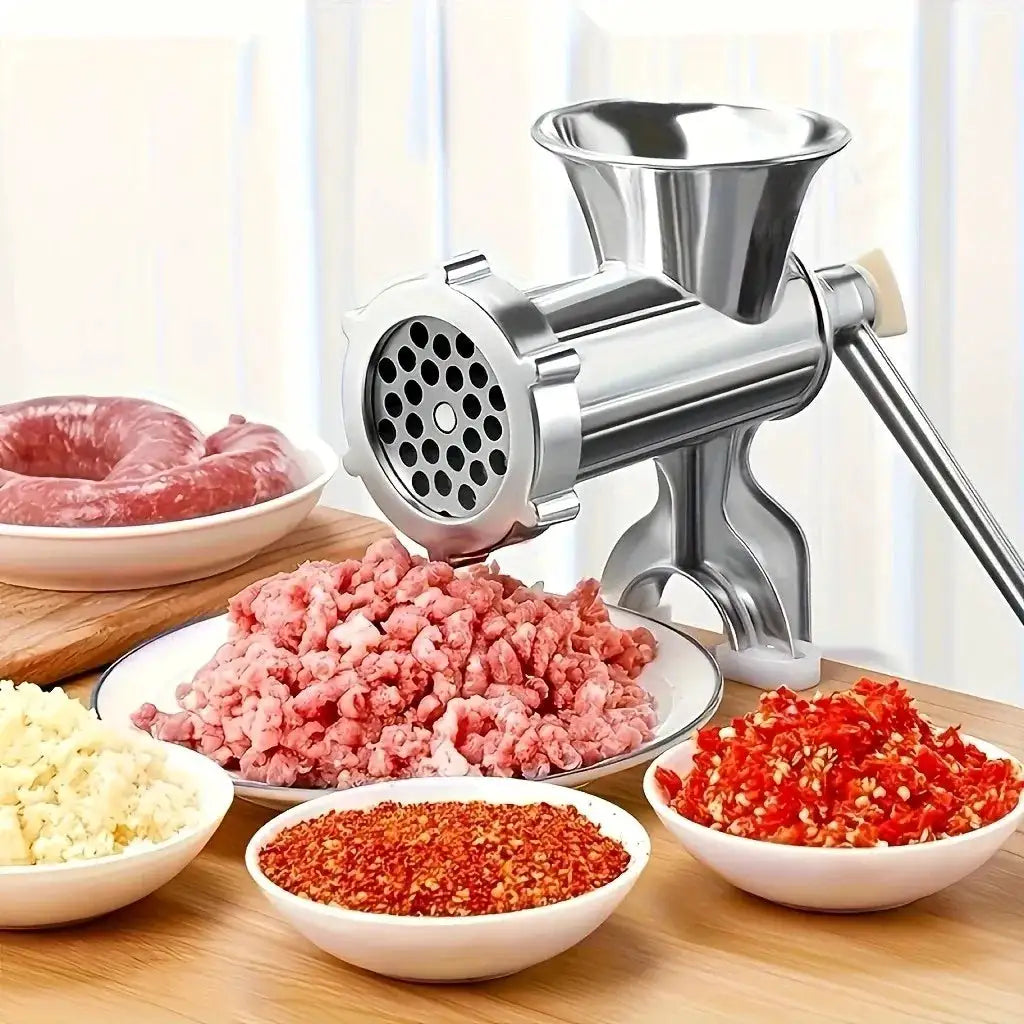ZNLYRION Manual Meat Grinder Stainless Steel Hand Crank Mincer Sausage Stuffer Machine Table Clamp Design Household Kitchen Tool for Mincing Meat Vegetables Making Sausage