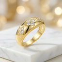 Moissanite Ring in Sterling Silver Wide