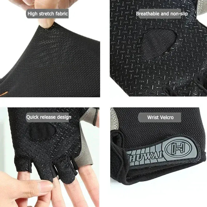 Fingerless Cycling Gloves Men Women Breathable Anti Slip