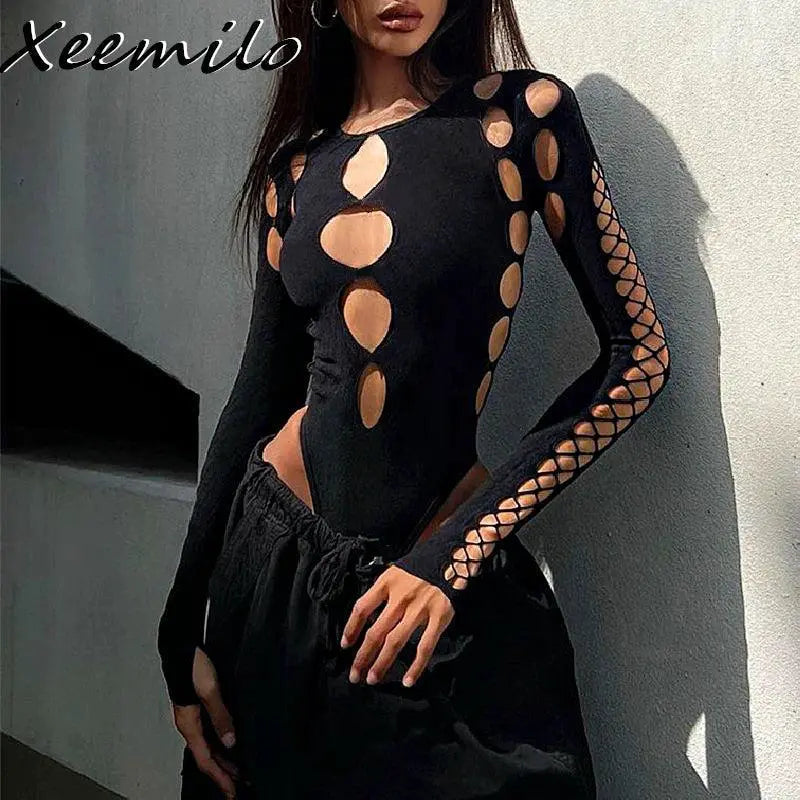Sultry Chic Punk Bodysuit For Bold Women Rebel Fashion