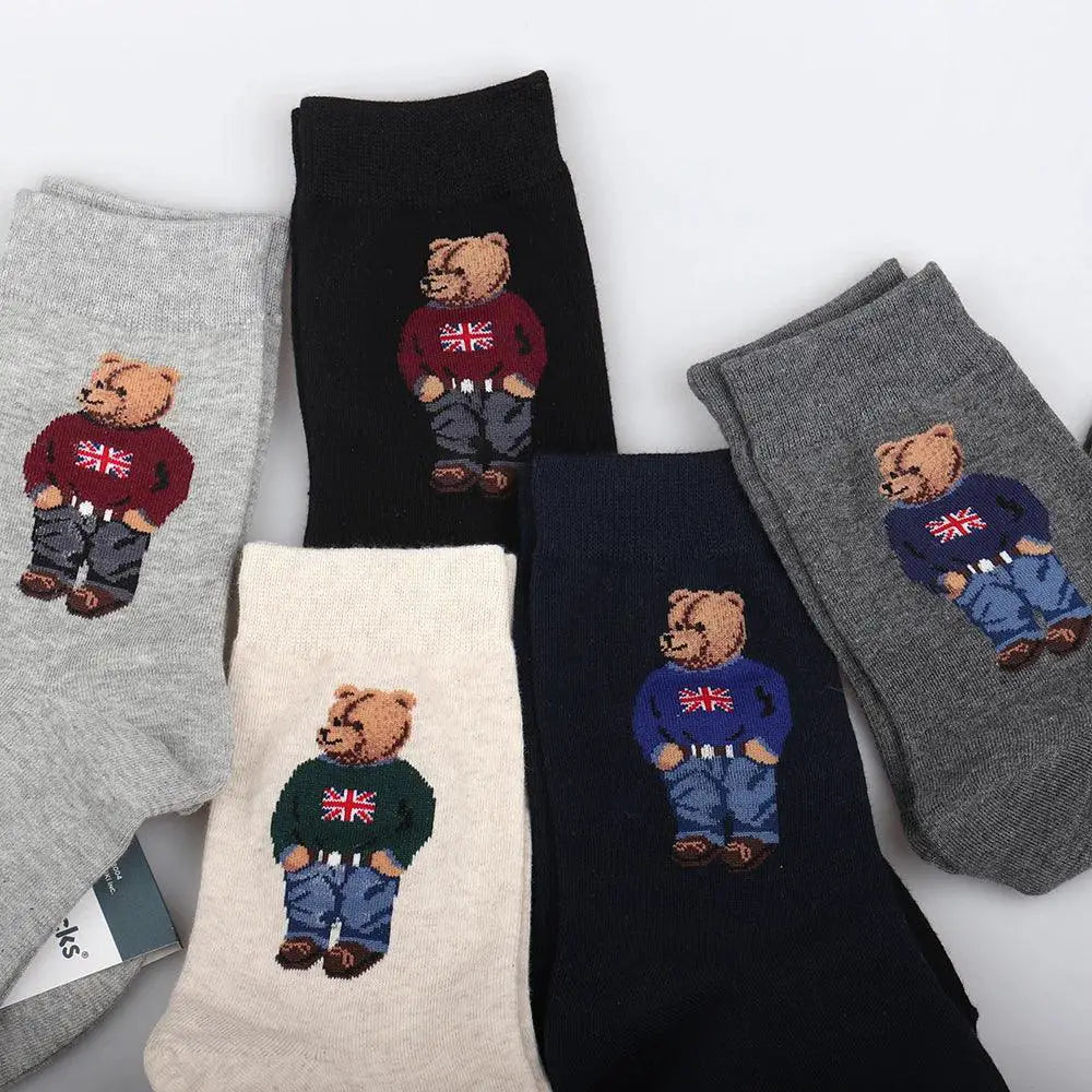 Charming Cartoon Bear Socks Trendy Comfort For Men