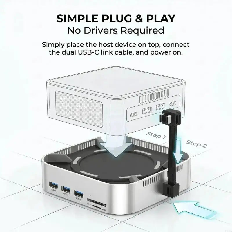 Desktop Work Base with Storage Room, Screen Linking, and File Access For Mini4