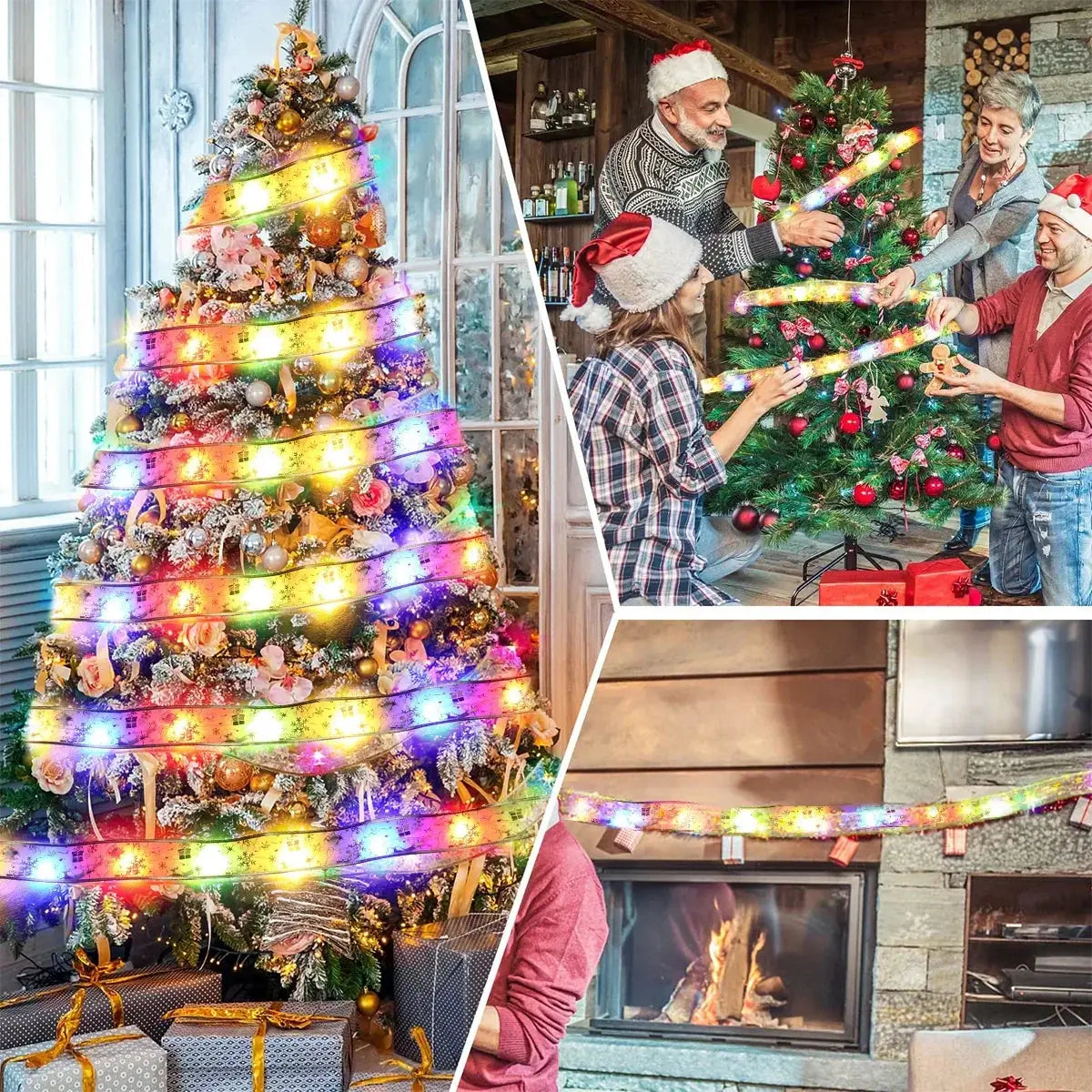 Battery Powered Ribbon Fairy Lights For Christmas Tree Decor