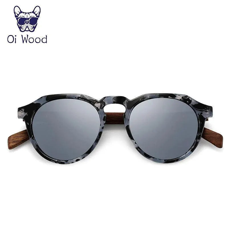 Walnut Wood Round Sunglasses With Red Lenses Men And Women