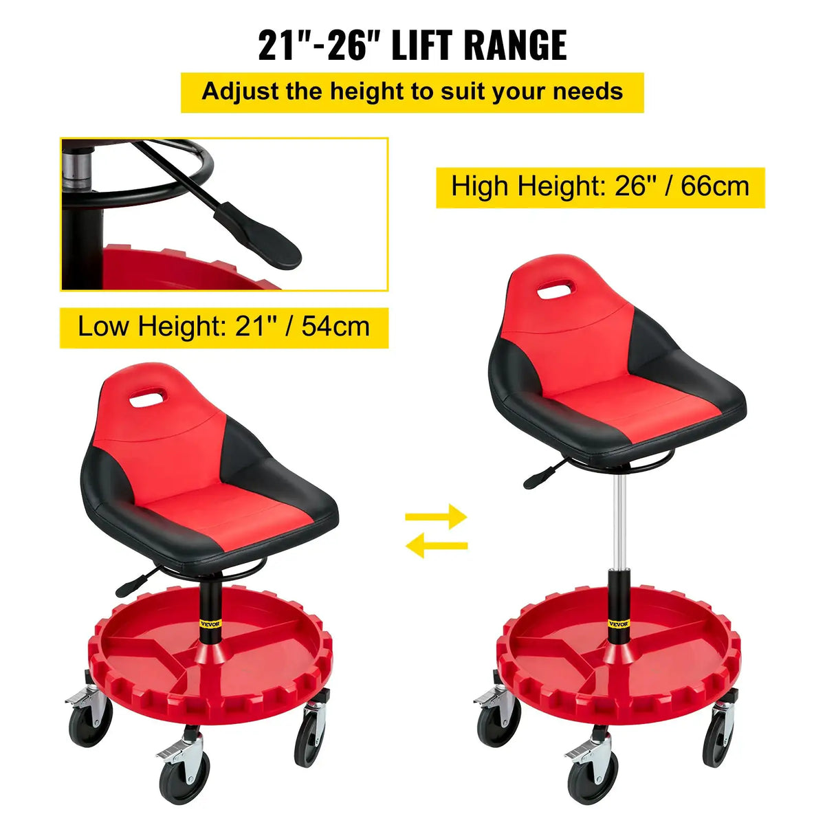 Swivel Rolling Garage Stool Seat — product image 3