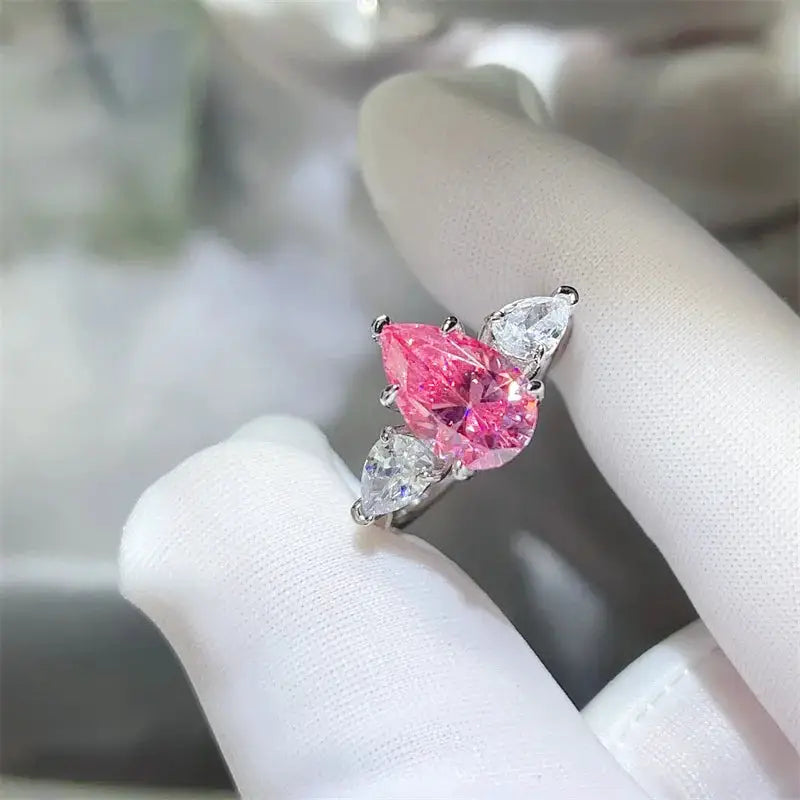 Sterling Silver Pink Moissanite Ring — product image 3