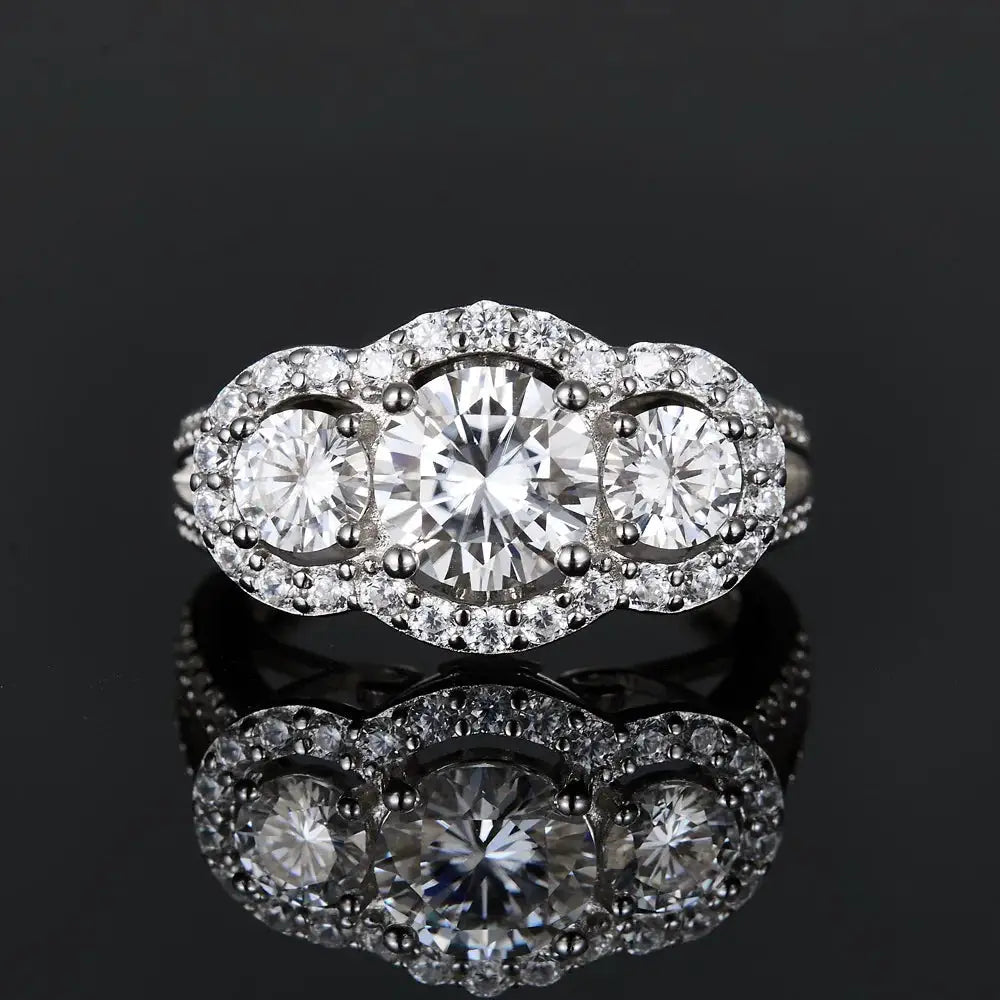 Round Moissanite Ring in Sterling Silver Stone — product view 1