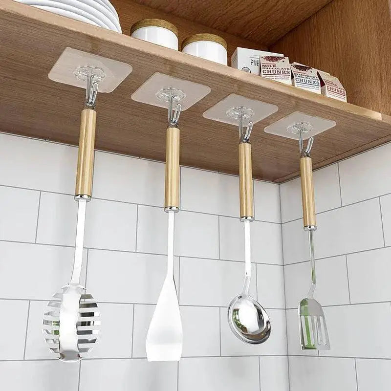 Clear Stainless Steel Adhesive Hooks for Home Organization