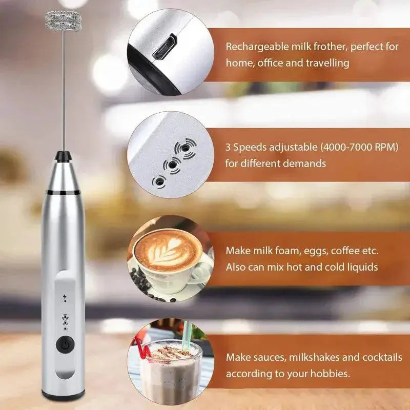 Electric Milk Frothers Handheld Wireless USB Mini Mixer