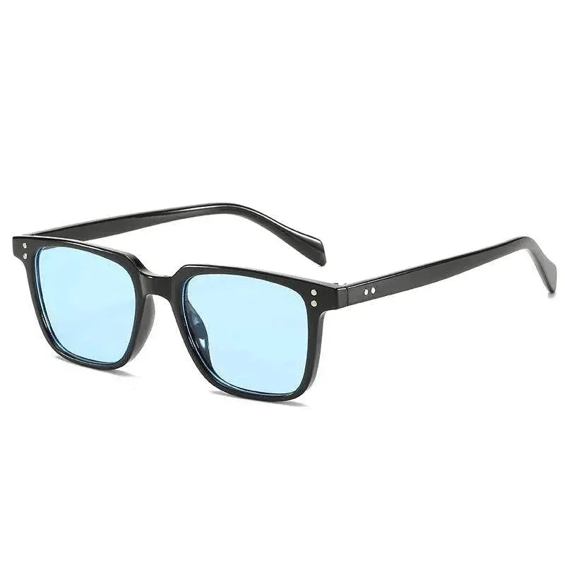 Tony Stark Rectangle Sunglasses For Men With Blue Lens