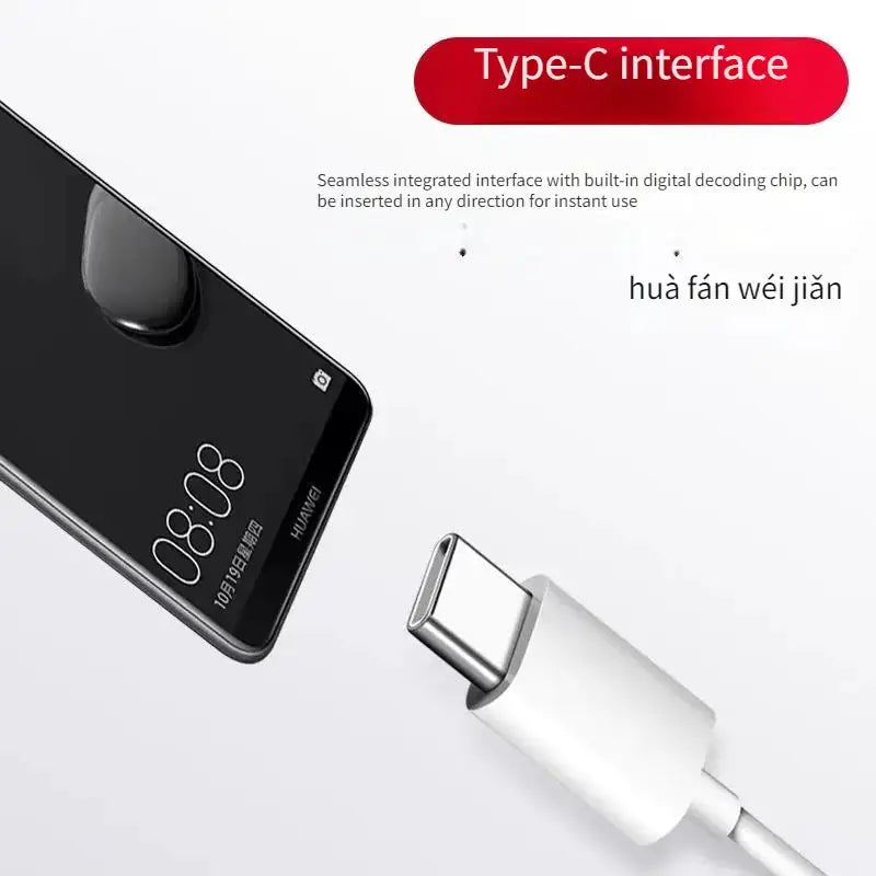 Type-C Headphones Are Wired for 16/15/17 Mobile Phones with In-Ear TYPE-C Flat Head Samsung, Xiaomi, Vivo and OPPO. One Plus