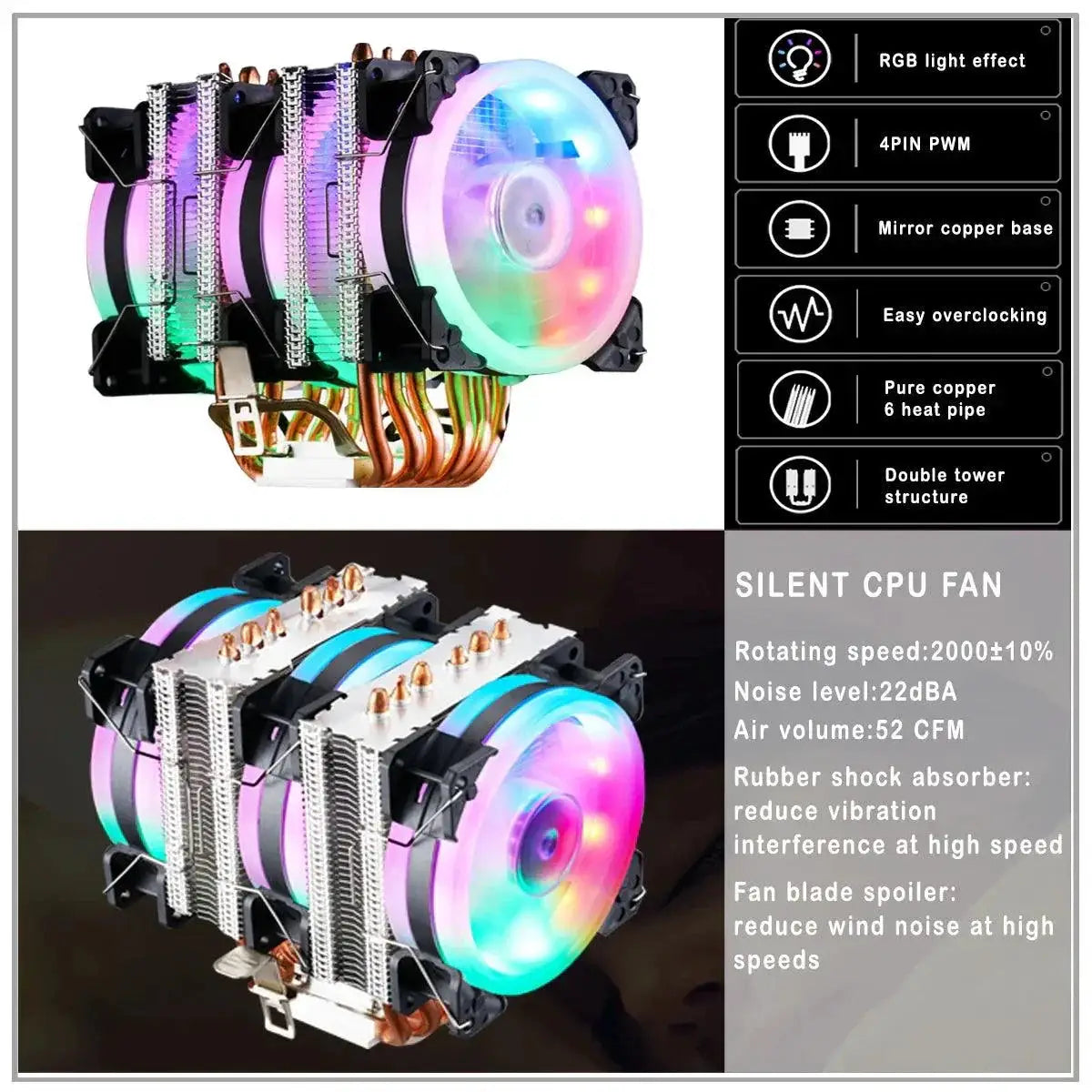IWONGOU Hurricane Air Cooler CPU for Gaming and Workstations
