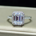 Moissanite Ring in Sterling Silver Rectangle