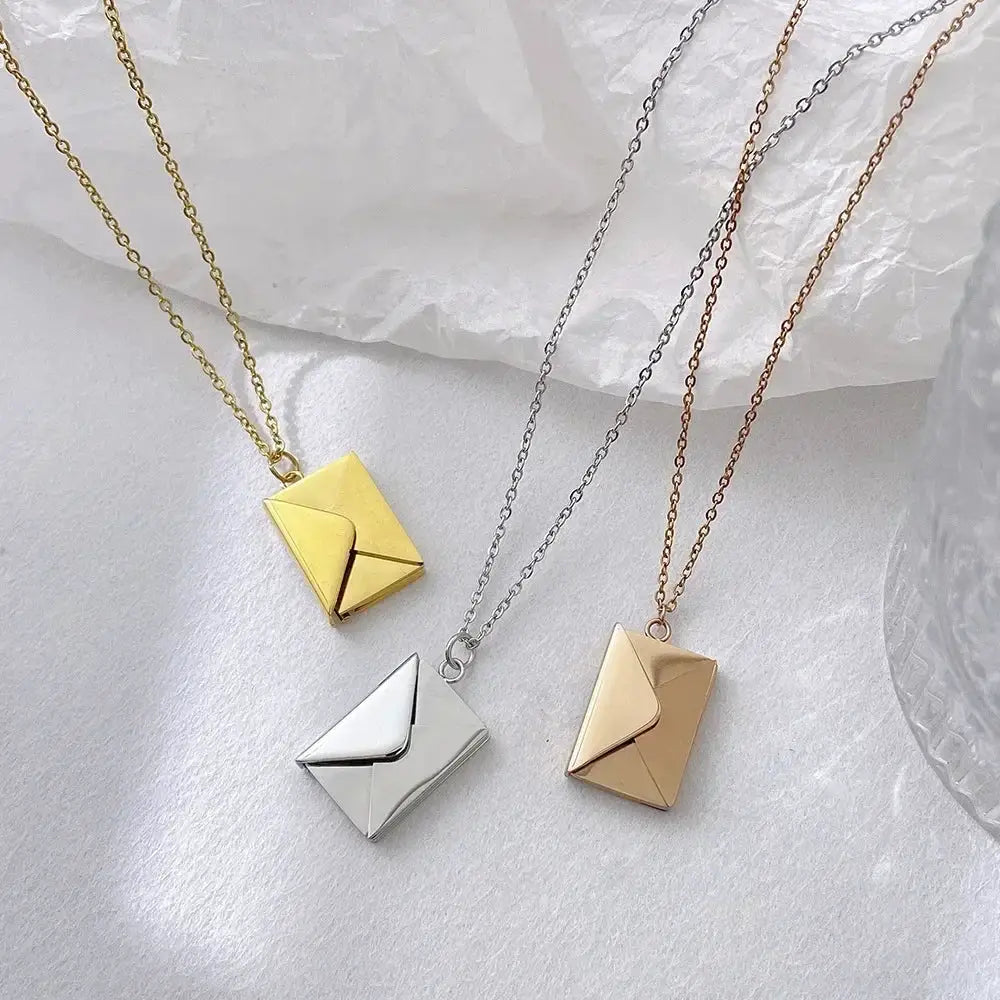 Love Letter Envelope Pendant Necklace Stainless Steel Gift