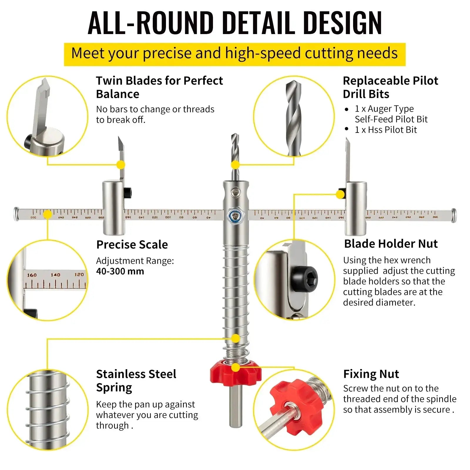 VEVOR Adjustable Steel Hole Saw Cutter Kit For DIY Projects